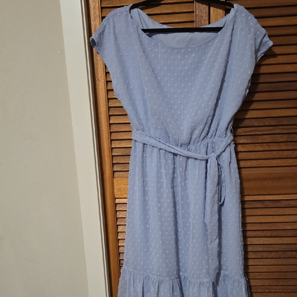 Elegant Blue Polka Dot Dress